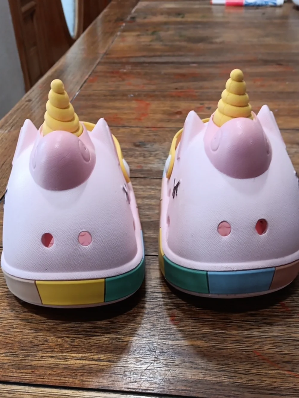 Kids Unicorn Clog Sandals - Pink and Yellow
